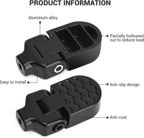 TOBWOLF Mini Bike Rear Pedals, 3.1x1.6 in Aluminium Alloy Folding Pegs, Non-slip Footrests for Folding Mountain Bike