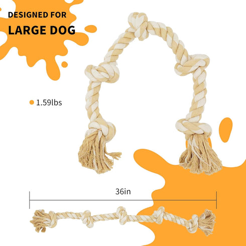 Bmag Heavy Duty Dog Rope Toys for Aggressive Chewers, Indestructible Natural Cotton Rope with 5 Knots