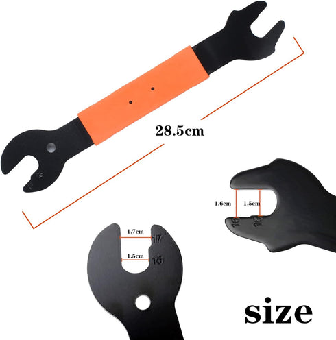 Pedal Wrench Double Sided Bicycle Spanner, 15/16/17mm Pedal Removal Tool with Comfortable Grip for Biking Repair