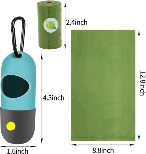 2 Pack Dog Poop Bag Dispenser with LED Flashlight, Pet Waste Bag Holder for Leash, 2 Rolls Leak-proof Doggy Waste Bags