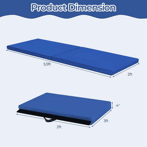 6x2'X1.6'' Giantex Gymnastics Mat Thick Folding Panel for for Gym, Yoga, Exercise Mat with Hook & Loop Fasteners