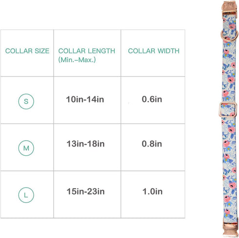 Metal Buckle Dog Collar, Durable Adjustable Soft Collar for Small Medium Large Dogs (L (15-23in), Flower2)