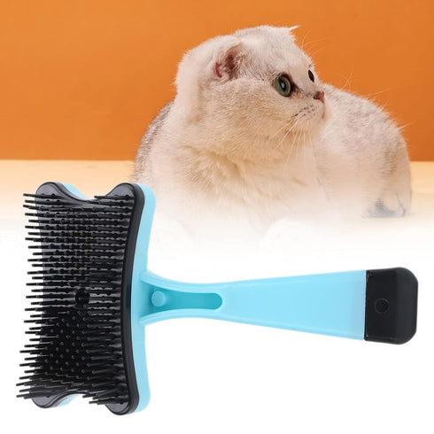 GLOGLOW Pet Grooming Brush, Self Cleaning Slicker Brush for Dogs Cats, Gently Removes Loose Undercoat (Blue)