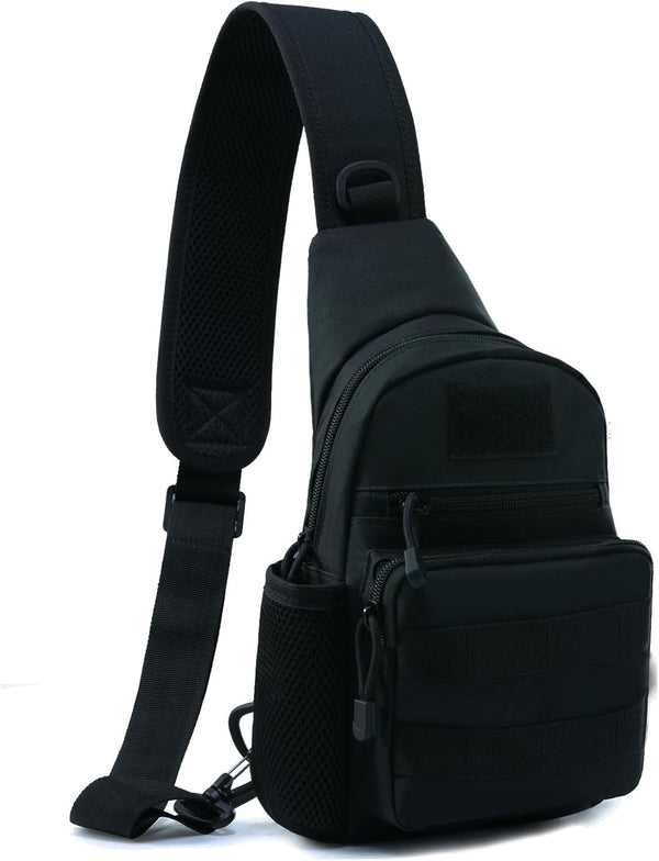 NuCamper Tactical Sling Bag Pack, Military Molle EDC Rover Shoulder Sling Backpack for Men, Black
