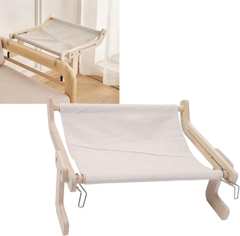 Hammock Classization-12) Pilipane Cat Sill Window Perch Wood Frame Sturdy Structure Comfortable Wall Mount Bedside Cat