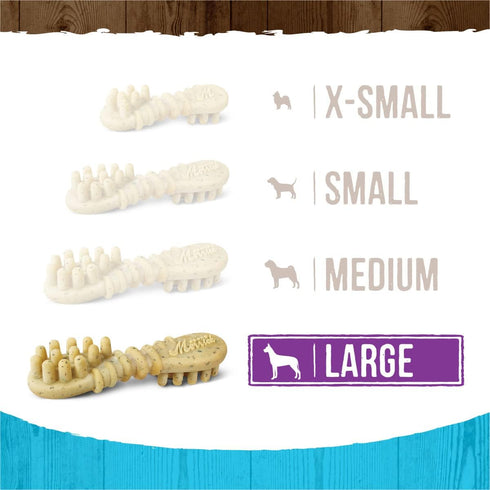 Merrick Fresh Kisses Natural Dental Chews, Toothbrush Shape Treat Infused With Mint, For Large Dogs - 22 ct. Box