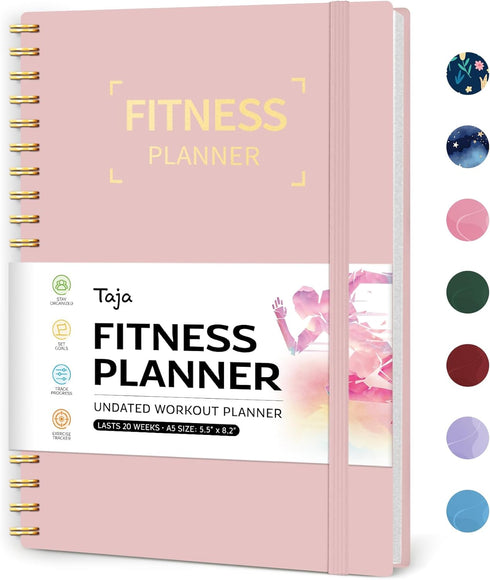Fitness Workout Journal for Women & Men, A5 (5.5" x 8.2") Workout Log Book Planner for Tracking Wellness Goals.