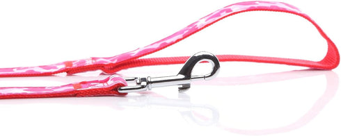 Heavy Duty Dog Leash, 4 FT/6 Feet Long, 1 Inch Wide, Nylon Camouflage for Small and Medium Dogs (5 FT, Red)
