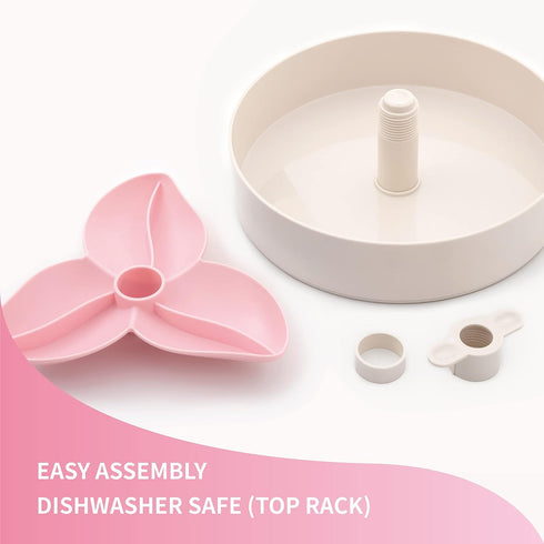 SPIN Bowl Slow Feeder Dish for Dogs - Bougainvillea Pink Interactive & Adjustable Center Puzzle Piece for Feeding