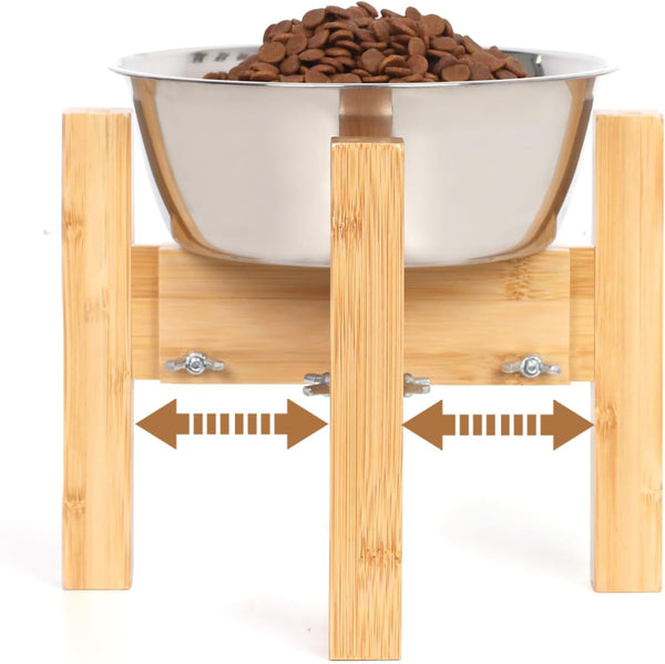 Elevated Dog Bowl Stand, Adjustable Food Stand for 6”-8” Bowls, Single Dog Bowl Holder 7” Tall