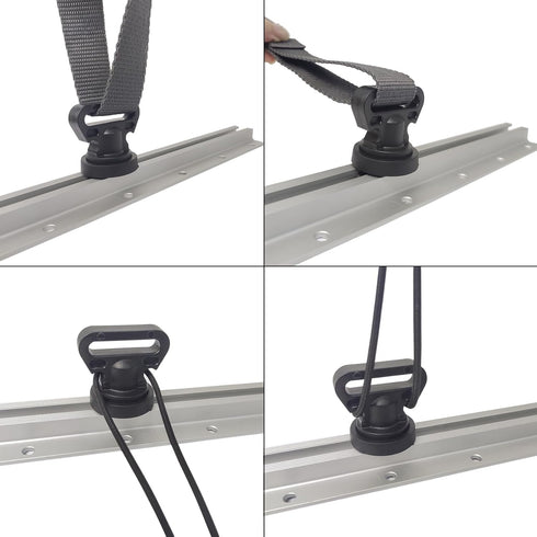 Tie Downs for Kayak Track Mount, Black Horizontal or Vertical Tie Down Mount for Securing Accessories