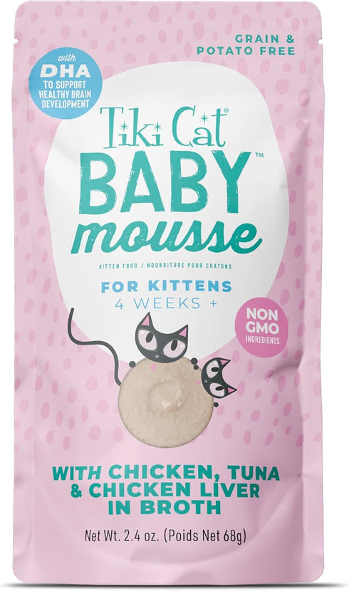 Tiki Cat Baby Mousse Wet Cat Food, Chicken, Tuna & Chicken Liver,
