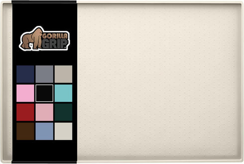 Gorilla Grip 100% Waterproof Raised Edge Silicone Pet Feeding Mat - Dog Cat Food Mats to Contain Spills, 18.5x11.5 Cream