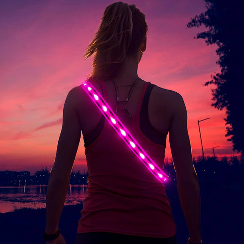 LED Running Belt, USB Rechargeable High Visibility Waistband Safety Light for Running, Cycling, and Walking