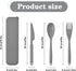 Large Reusable Utensils Set with Case, 2 Sets Portable Cutlery for Adults, Travel Fork Spoon Knife (Grey, Black)