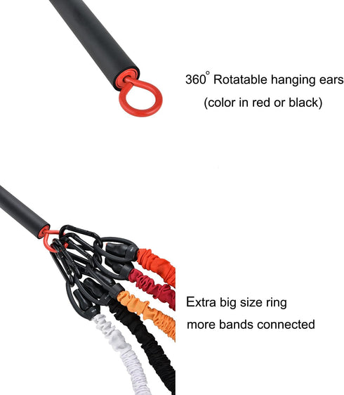 Resistance Band Bar for Fitness, Portable Steel Pilates Workout Bar for Home Gym Resistance Training