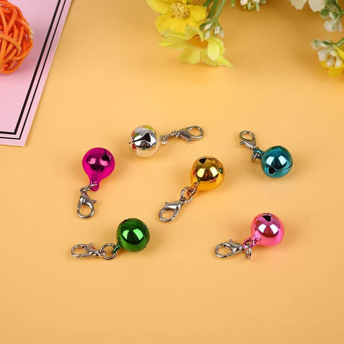 Pet Bells for Dog Cat Collar 6 Pack, Charm Pet Pendant Accessories with 1 Pack Stainless Steel Keychain