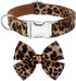 Dog Collar with Bow, Adjustable Cotton & Webbing Detachable Bowtie Dog Collars and Leash for Small Medium Large Dogs