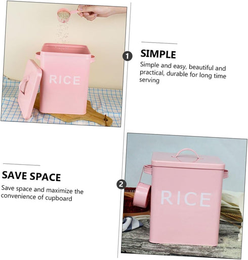 Toddmomy Iron Pet Food Storage Barrel with Measuring Cup, Large Capacity Sealed Bucket for Dog and Cat Food, Pink