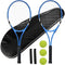 Tennis Rackets Set for 2 Players Recreational, Pre-Strung 27 Inch Light Adult Set with Tennis Balls