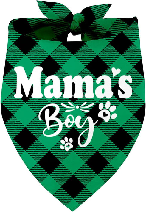 Mama’s Boy Dog Bandana - Dog Mom's Gift - Printed Pet Scarf for Dog Lovers - Small Medium Large Dogs (N3)