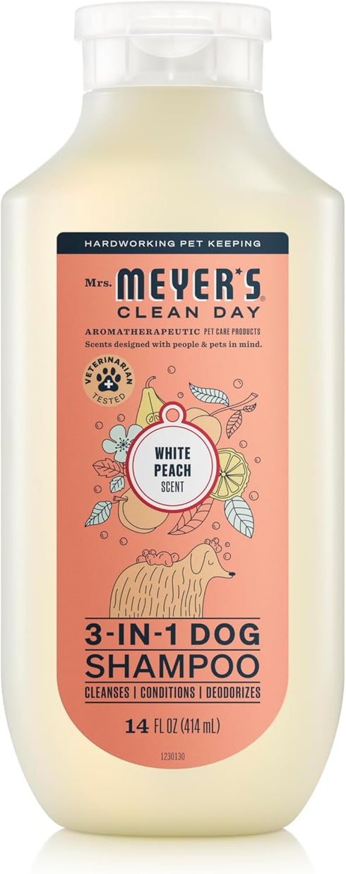 MRS. MEYER'S Clean Day 3 in 1 Dog Shampoo, White Peach Scent,