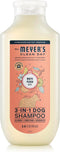 MRS. MEYER'S Clean Day 3 in 1 Dog Shampoo, White Peach Scent,