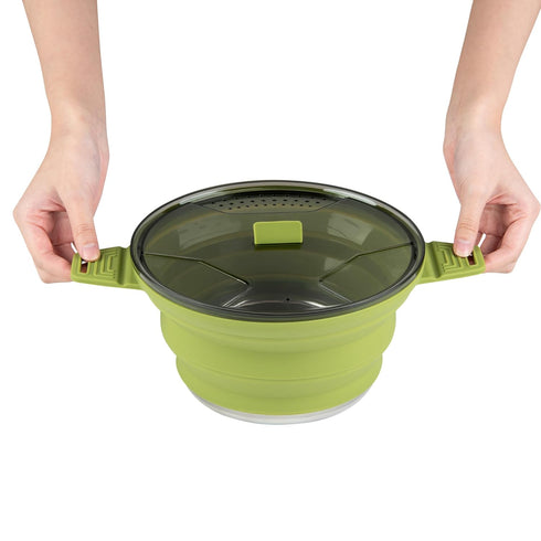 Restaurantware-Hi Tek 2.5 Liter Collapsible Camping Pot, Portable Cook Pot with Lid, Stainless Steel Bottom