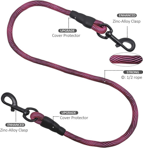 BTINESFUL 3FT Dog Tie Down, Nylon Rope Short Tether for Indoor Training and Vehicle Safety