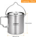 LIXADA Camping Cup Pot - 750ml Stainless Steel Water Cup with Foldable Handles and Lid for Outdoor Use