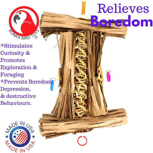 1547 Natural Helix Bonka Bird Toys, Cardboard Shredder Vine for Parrots, Parrotlets, Conures, and Cockatiels