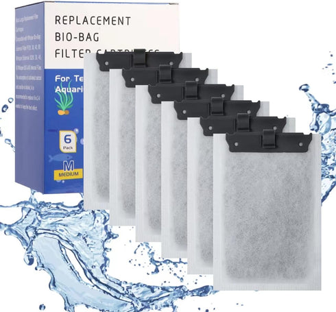 6 Pack Large Aquarium Filter Cartridge for Tetra Whisper Bio-Bag Power Filters, Replacement Cartridges.