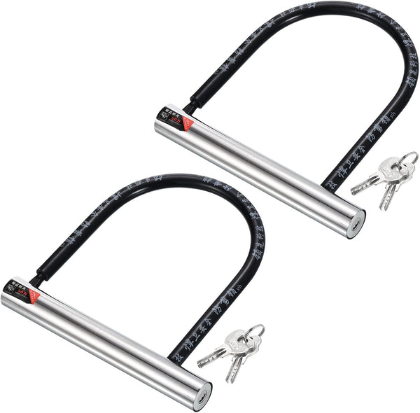 PATIKIL Bike U Lock 2 Pack, Anti Theft Bicycle Lock with 2 Keys, High-Security Zinc Alloy