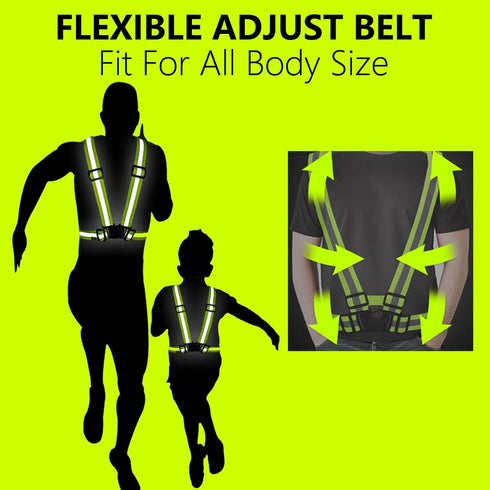 Reflective Vest Running Gear, High Visible Reflective Gear for Nighttime Running, Adjustable Safety Vests (2 Pack)