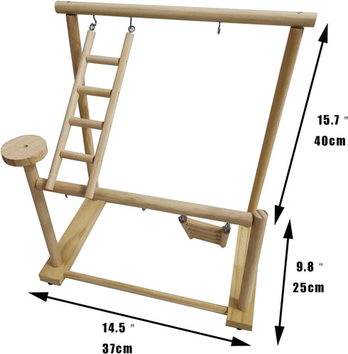 Parrots Playground, Bird Play Gym Wood Perch Stand Colours Revolving Climb Ladders Swing Chewing Toys with Parakeet