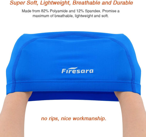 Firesara Fabric Swim Cap, High Elasticity for Long and Short Hair, Breathable Fit for Women, Men, Kids