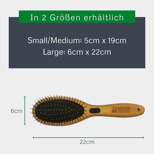 Bamboo Groom Combo Brush for Pets, Large with Bristles & Stainless Steel Pins
