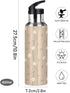 Wassud 22 oz Water Bottle Warm Beige Floral Stainless Steel Sport Water Bottle with Straw Insulated Water Bottles