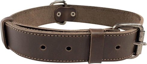 Classic Dog Collar 1.25" Wide - Adjustable Full Grain Leather Collar for Puppy, Handmade, Bourbon Brown