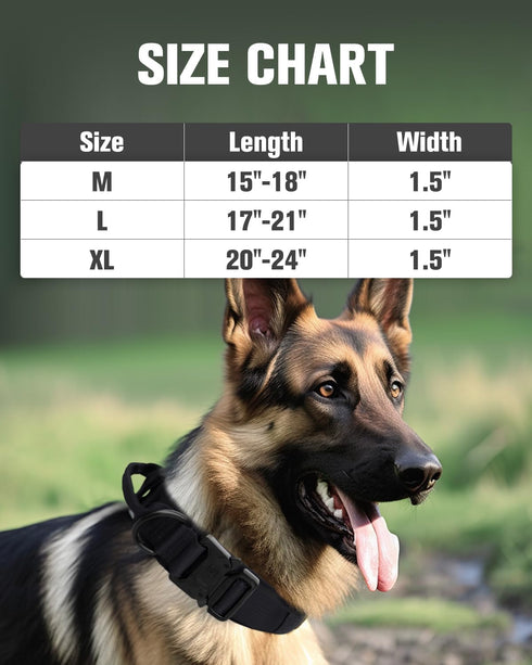 Joytale Tactical Dog Collar with Handle, Heavy Duty Military, Adjustable, for Medium Dogs, Black, M
