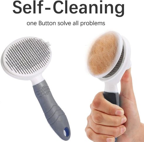 Cat Grooming Brush - Self Cleaning Slicker Brush for Dogs, Cats, Gently Removes Loose Undercoat, Mats, Tangled Hair