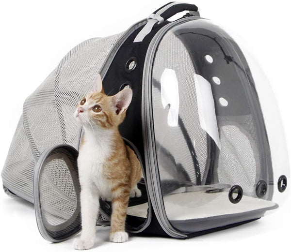 Back Expandable Cat Backpack Carrier, Space Capsule Bubble Window for Cats & Small Puppies, Up to 12 lbs
