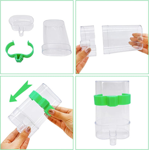 Bird Water Dispenser Parrot Feeder, 2 Pcs Automatic Waterer for Cage Accessories, Cockatiel, Finch, Lovebird