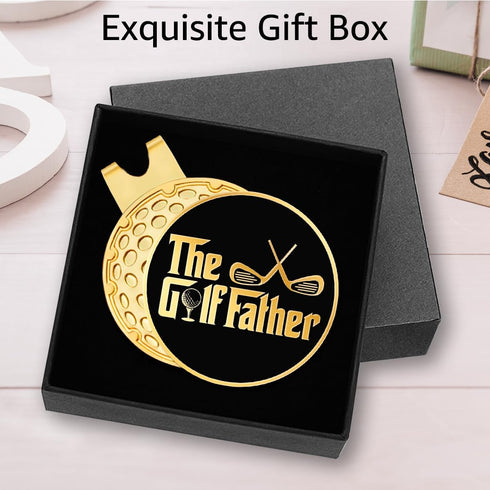Hafhue The Golf Father Black Gold Golf Ball Marker with Magnetic Hat Clip - Funny Gifts for Men Dad Grandpa