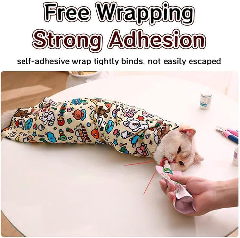 27.6 Inches 11.1lbs) Cat Grooming Wrap Self-Adherent Anti-Scratch Swaddle Restraint Bag for Stress-Free Nail Clipping