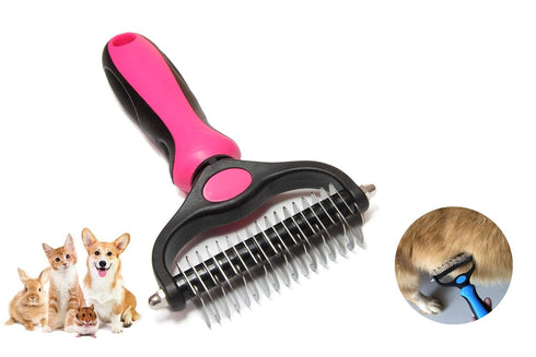 Pet Grooming Brush & Nail Clippers - Double Sided Shedding and Dematting Comb for Dogs and Cats | Safe for Easy Mats