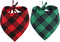 2 Pcs Dog Bandana Christmas Pet Triangle Scarf Accessories - Red Green Black Plaid