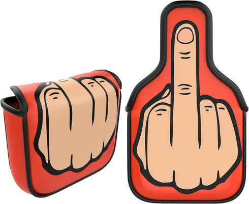 Orange Middle Finger Golf Putter Head Covers - Premium Club Protector with Magnetic Closure