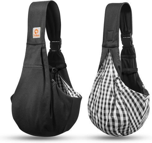 3-10 lbs Tomkas Small Dog Sling Carrier - Zipper Pocket & Adjustable Strap & Zip Pocket - for Pets (Black, M - Zipper