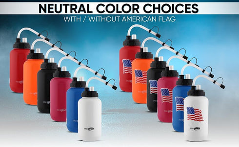 Pro Impact Squeezable Water Bottle with Bendable Long Straw and Spray Cap - 35.5 Oz. LDPE BPA Free Plastic for Hydration